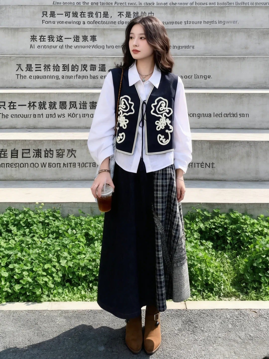 phối đồ với áo sơ mi trắng