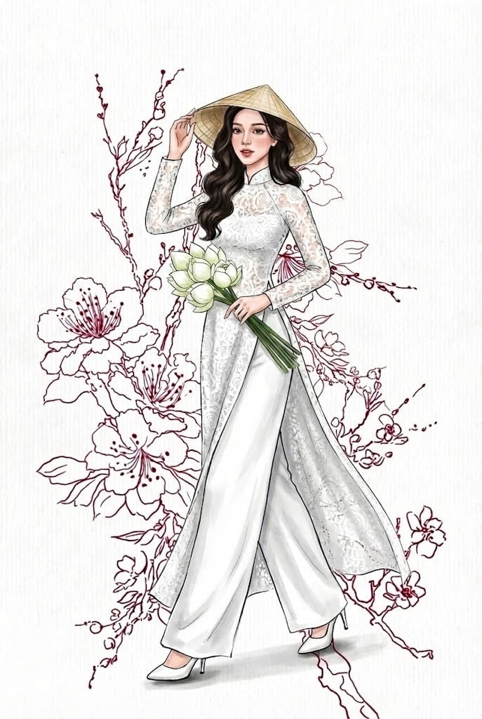 vẽ áo dài đơn giản mà đẹp