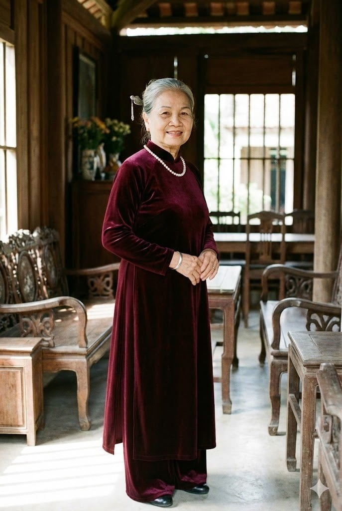 Mẫu áo dài nhung sang trọng