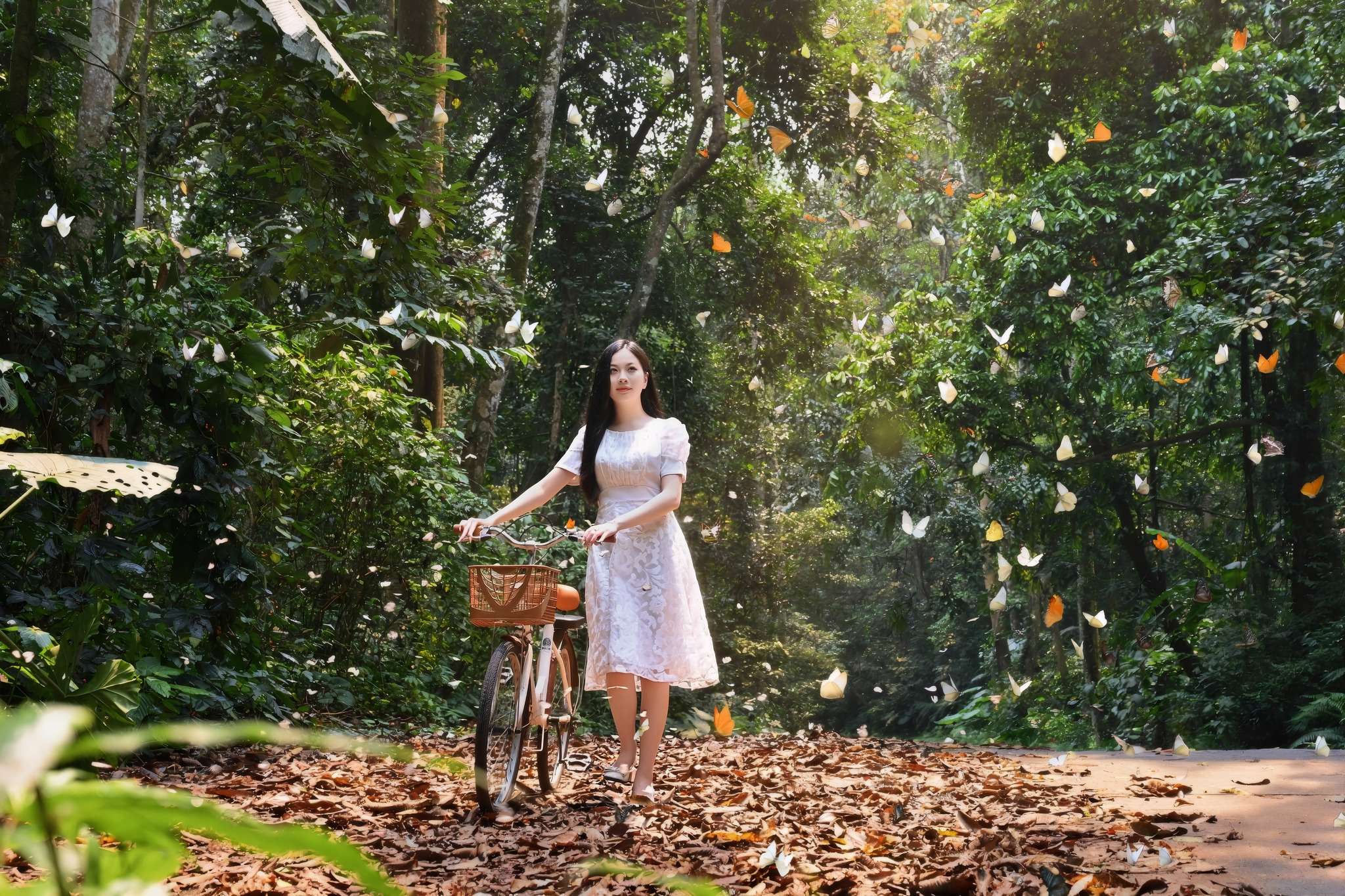 Cúi người quan sát bướm từ cự ly gần