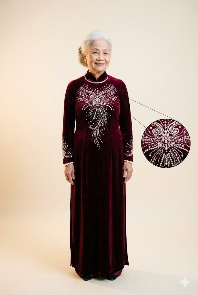 Mẫu áo dài đính đá/kết cườm nhẹ nhàng