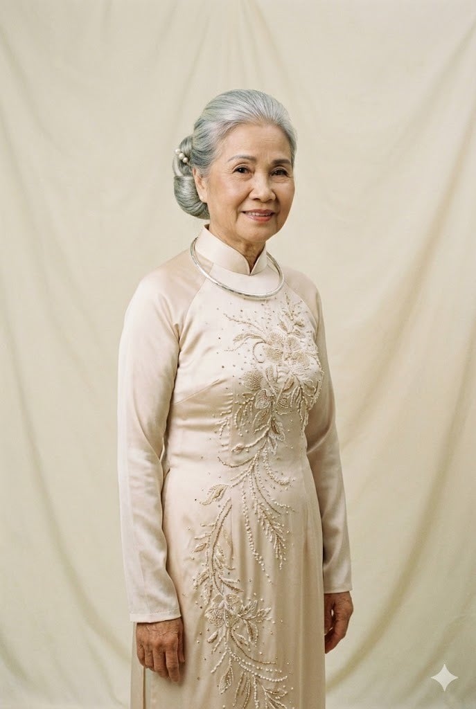 Mẫu áo dài đính đá/kết cườm nhẹ nhàng