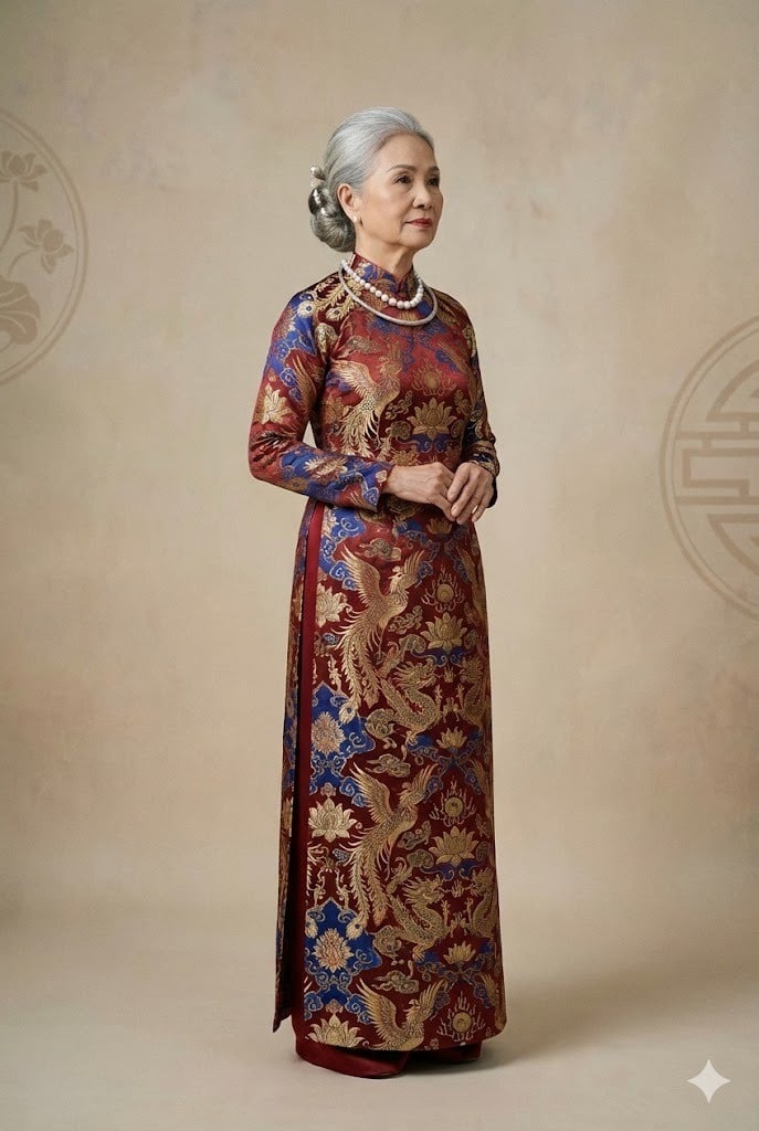 Mẫu áo dài gấm quý phái