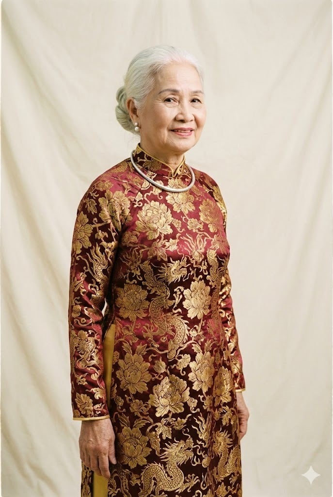 Mẫu áo dài gấm quý phái