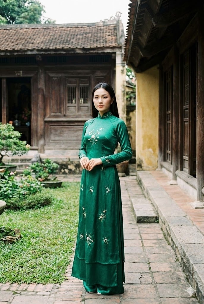 Áo dài cổ đứng 4 tà