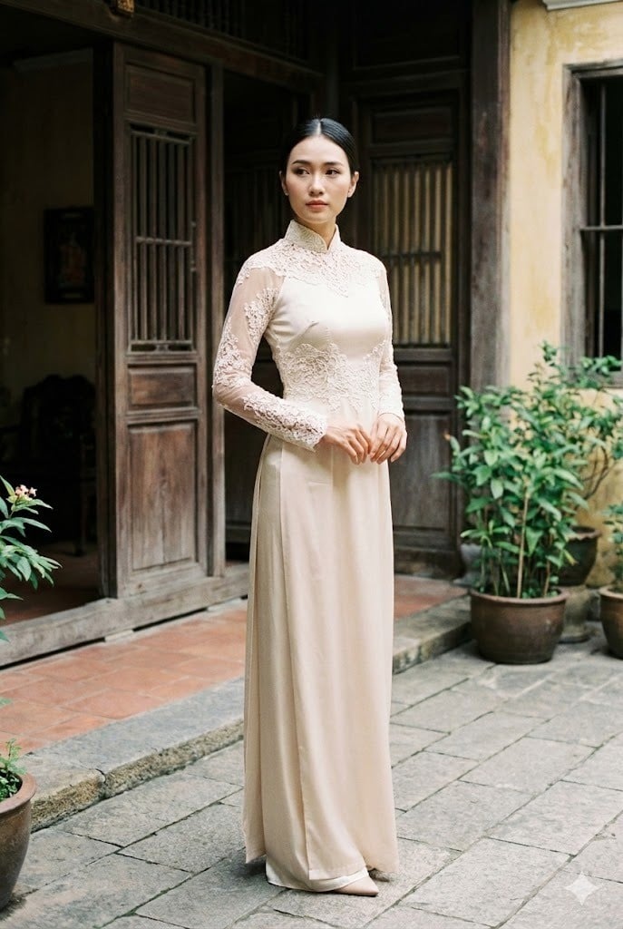 Áo dài cưới cổ đứng
