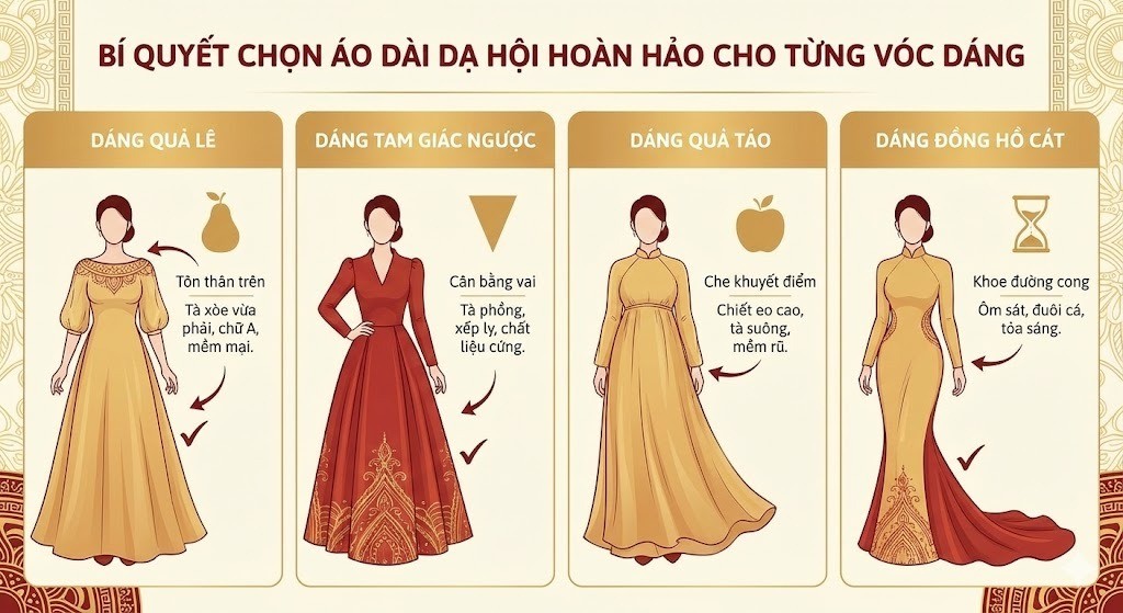 Bí quyết chọn áo dài dạ hội hoàn hảo cho từng vóc dáng