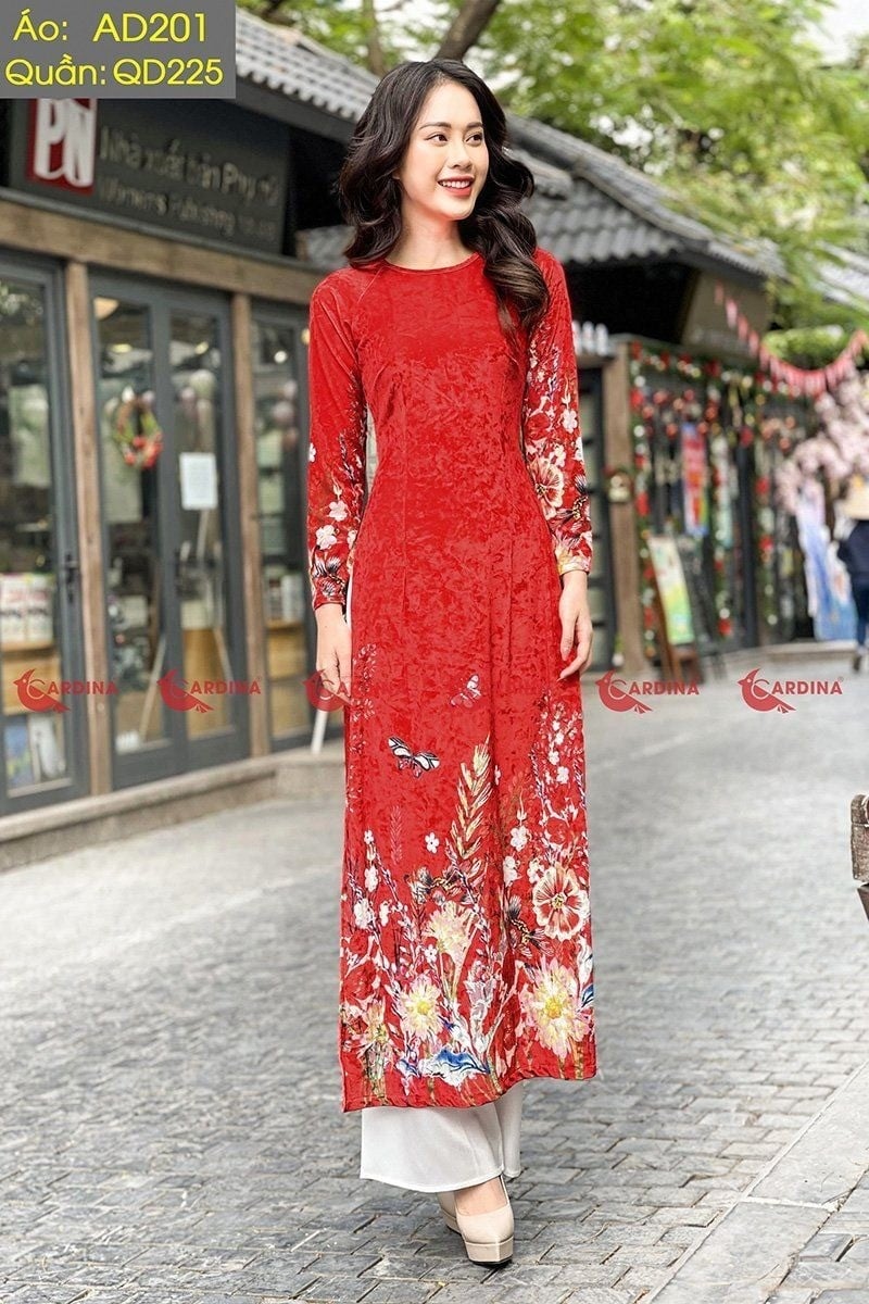 Áo dài đỏ theo chất liệu (Gấm, Lụa, Nhung, Ren...)