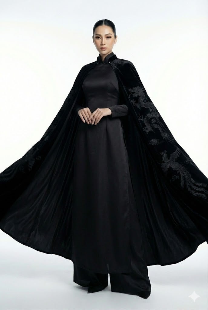 Áo dài đen dáng áo choàng (Cape Ao Dai)