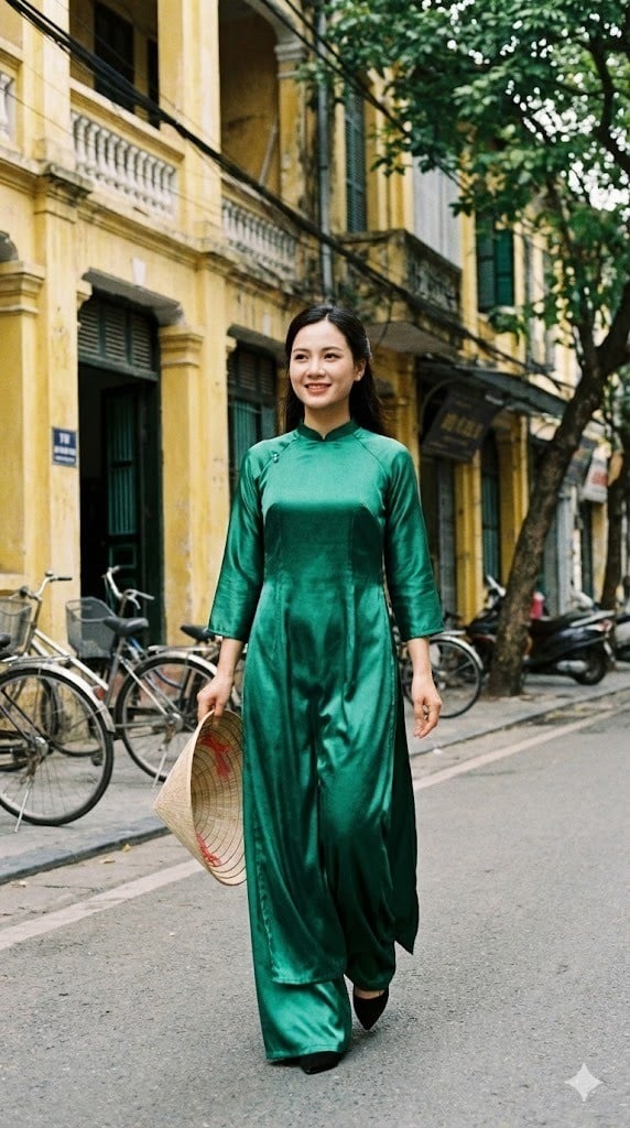 Áo dài phi bóng dáng suông