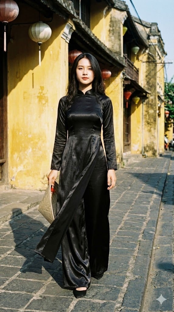 Áo dài phi bóng đen
