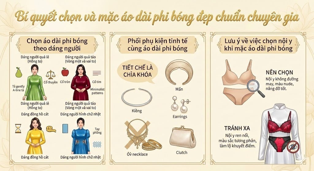 Bí quyết chọn và mặc áo dài phi bóng đẹp chuẩn chuyên gia