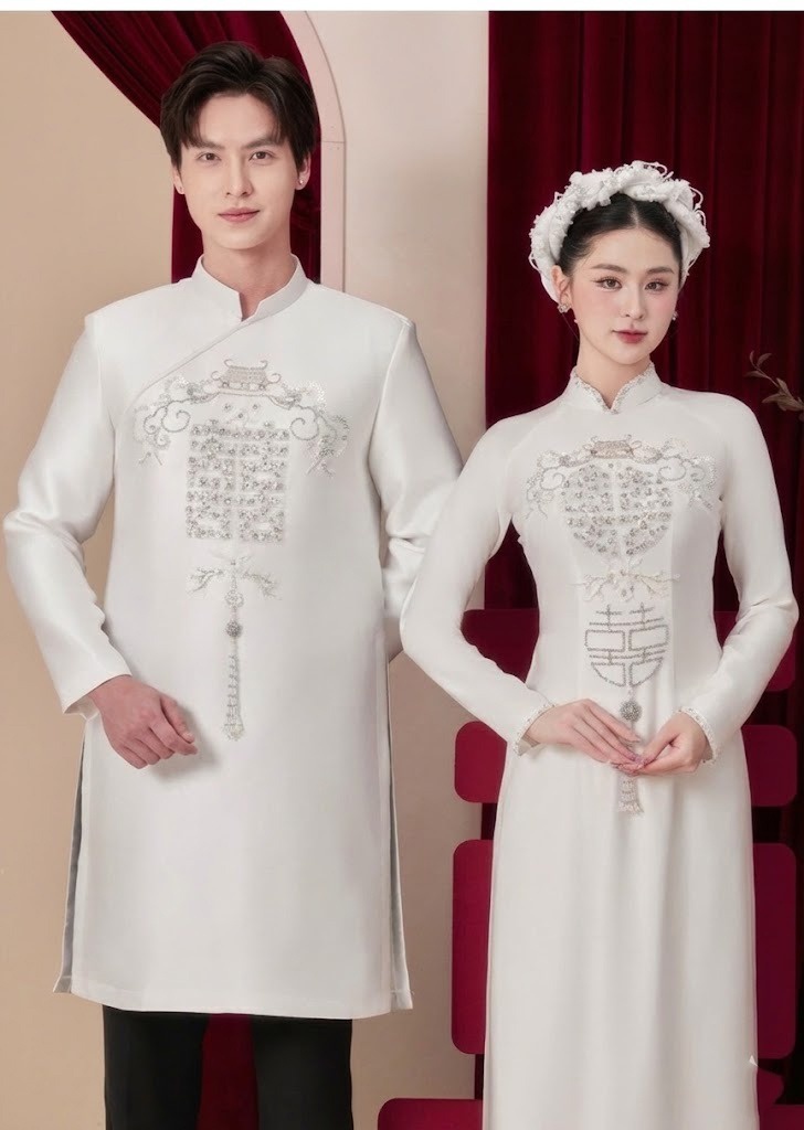 12. Họa tiết song hỷ cách điệu trên nền vải taffeta