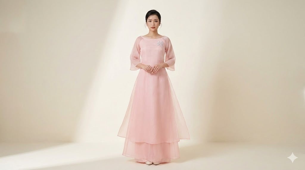 3. Áo dài song hỷ 4 tà cách tân cổ thuyền