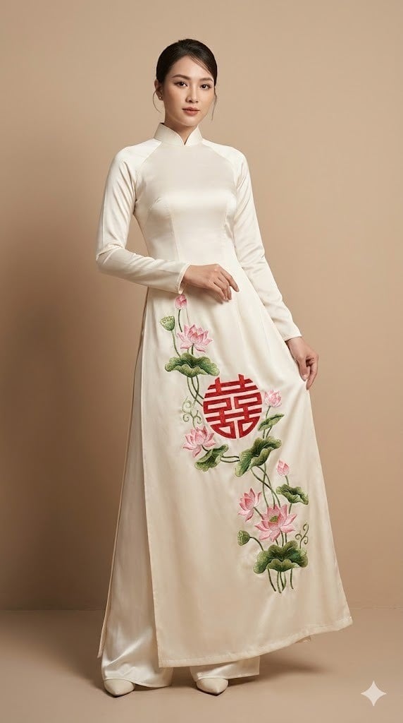 8. Họa tiết song hỷ kết hợp hoa sen