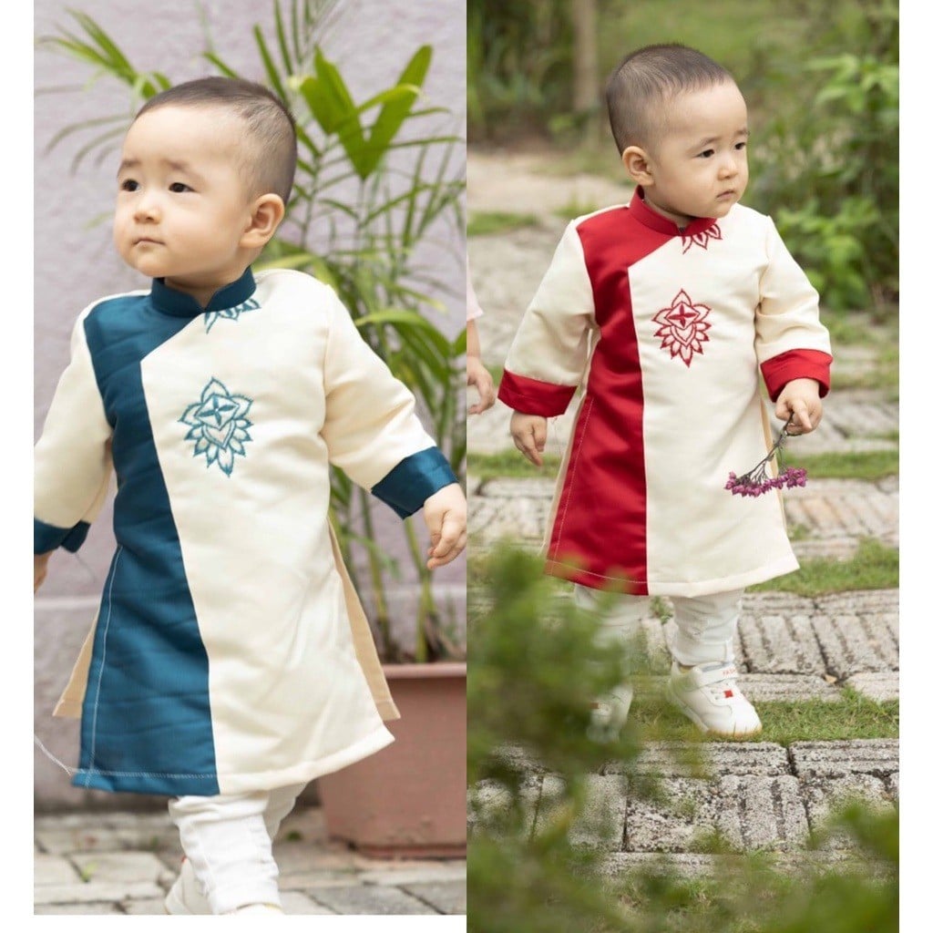 Mẫu áo dài tết cho bé trai 1 tuổi