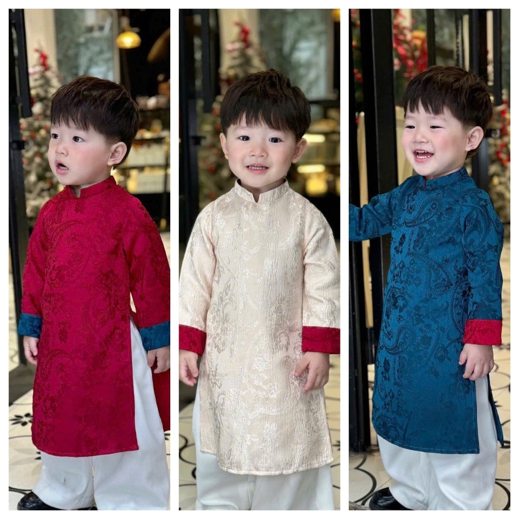 Mẫu áo dài tết cho bé trai 2 tuổi