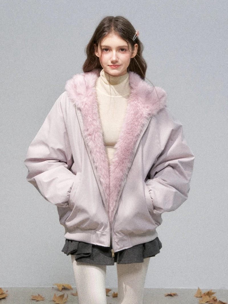 Áo phao đại hàn có mũ lông vũ ấm áp, thời thượng