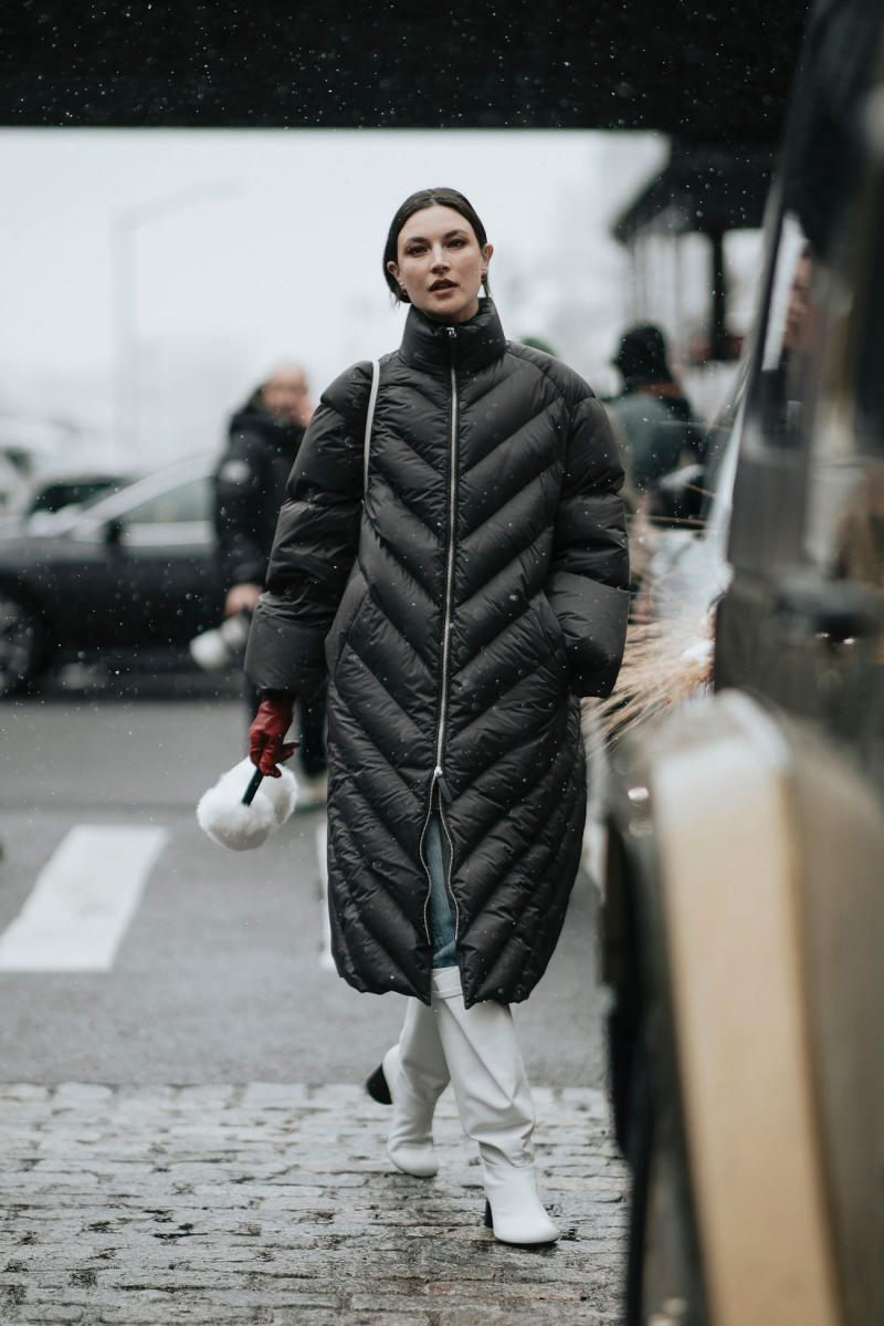 Áo phao dáng dài thanh lịch, sang trọng