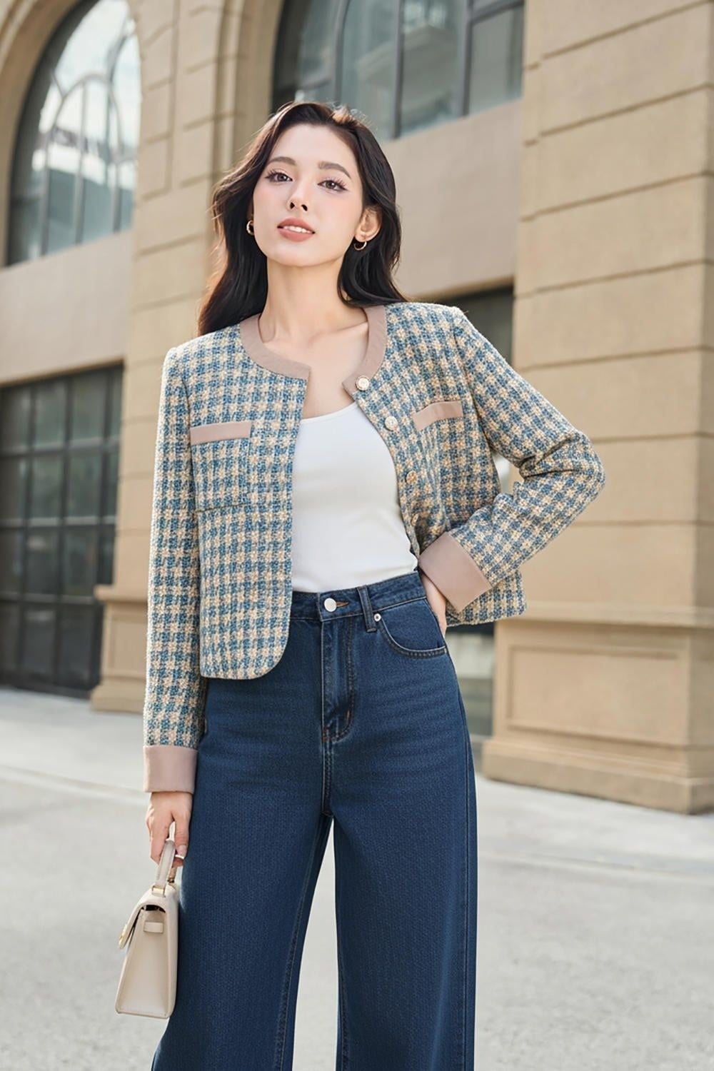 mẫu áo khoác không cổ hot 2026 tại Cardina