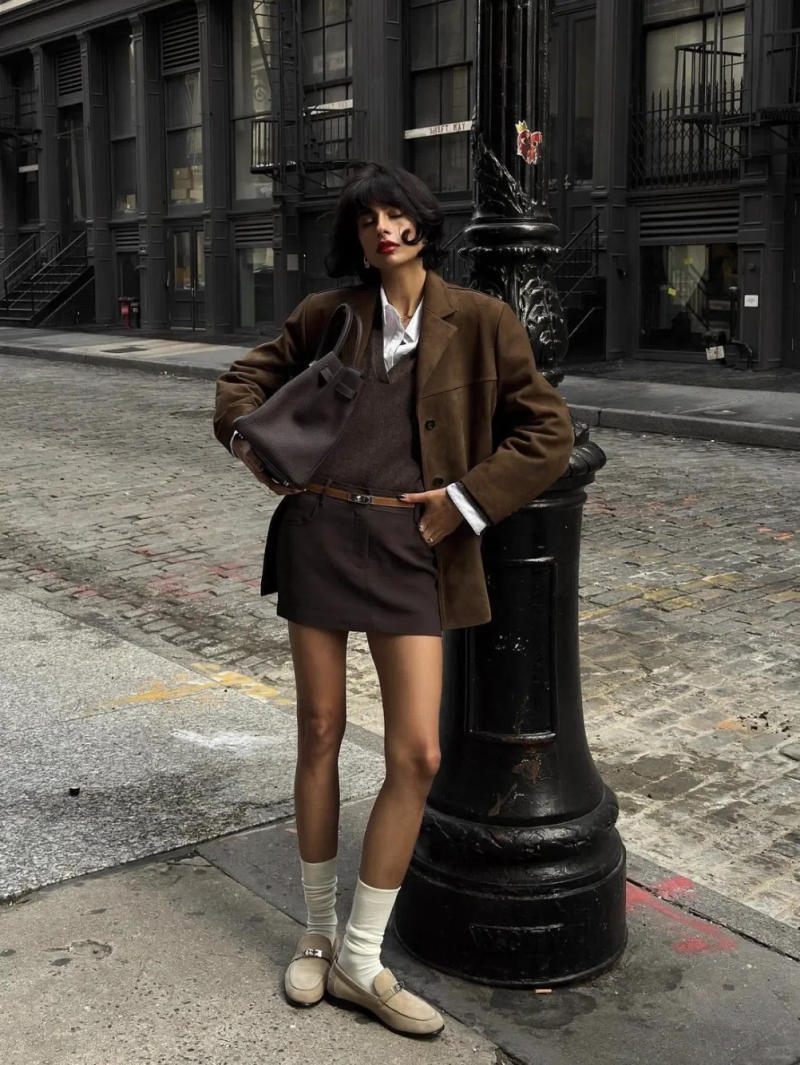 Áo Gile len cổ tim Preppy style