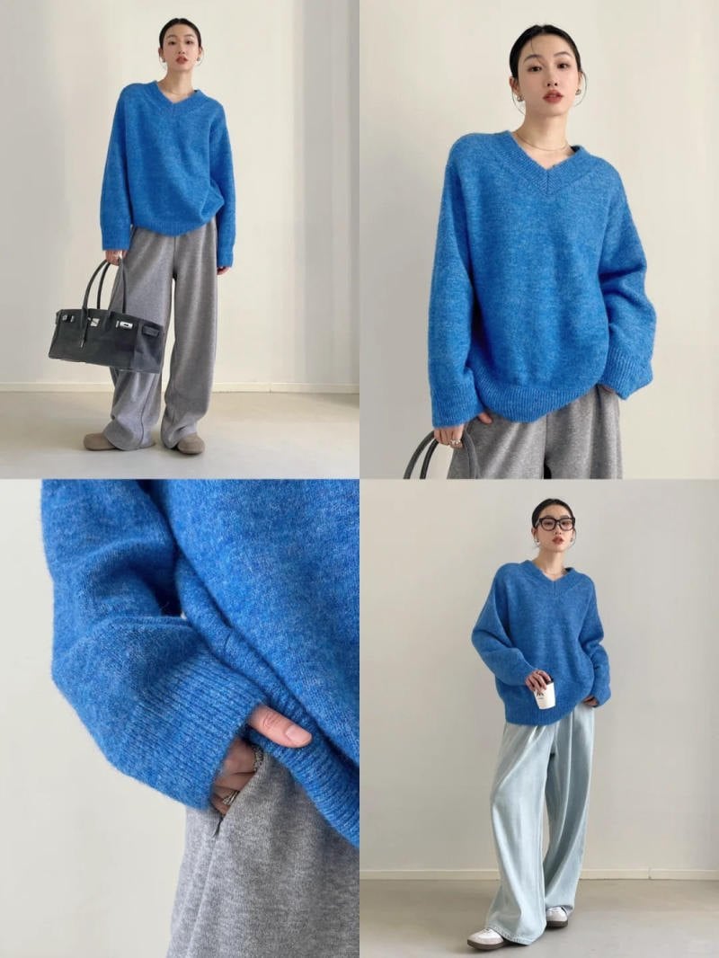 Quần Jogger hoặc Legging + Áo Len Cổ Tim