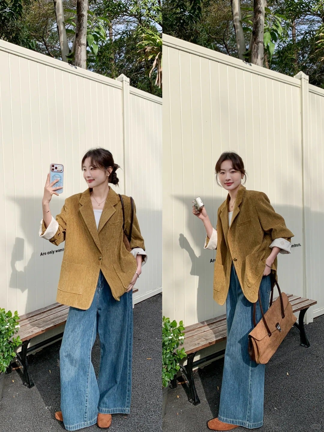 Áo vest nhung kẻ màu vàng mù tạt cổ điển