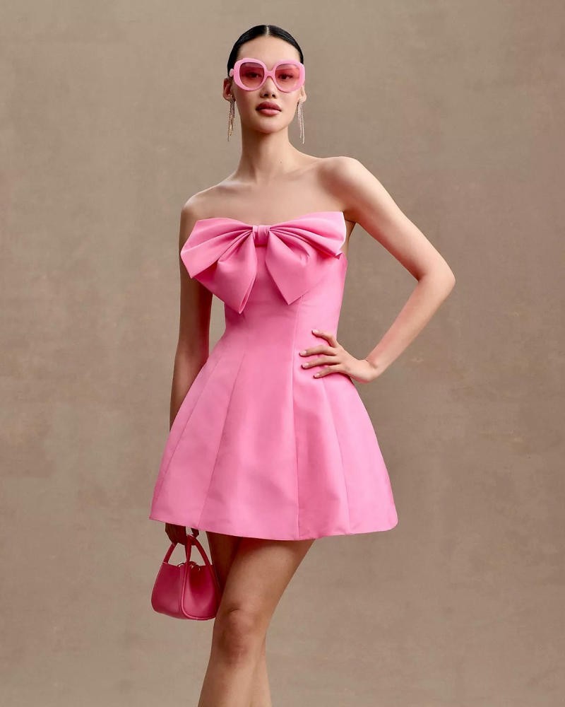 Váy Cúp Ngực Nơ To Bản & Túi Xách Mini