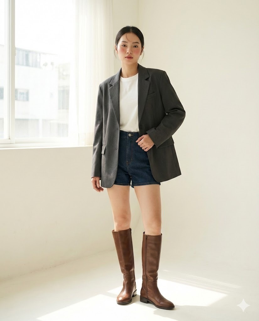5. Phối cùng áo blazer Oversized và quần short