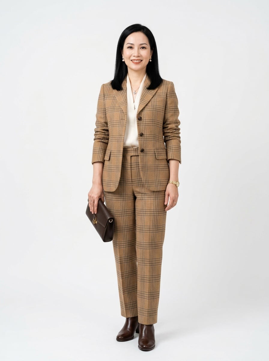 9. Vest kẻ caro phong cách Anh Quốc sắc sảo