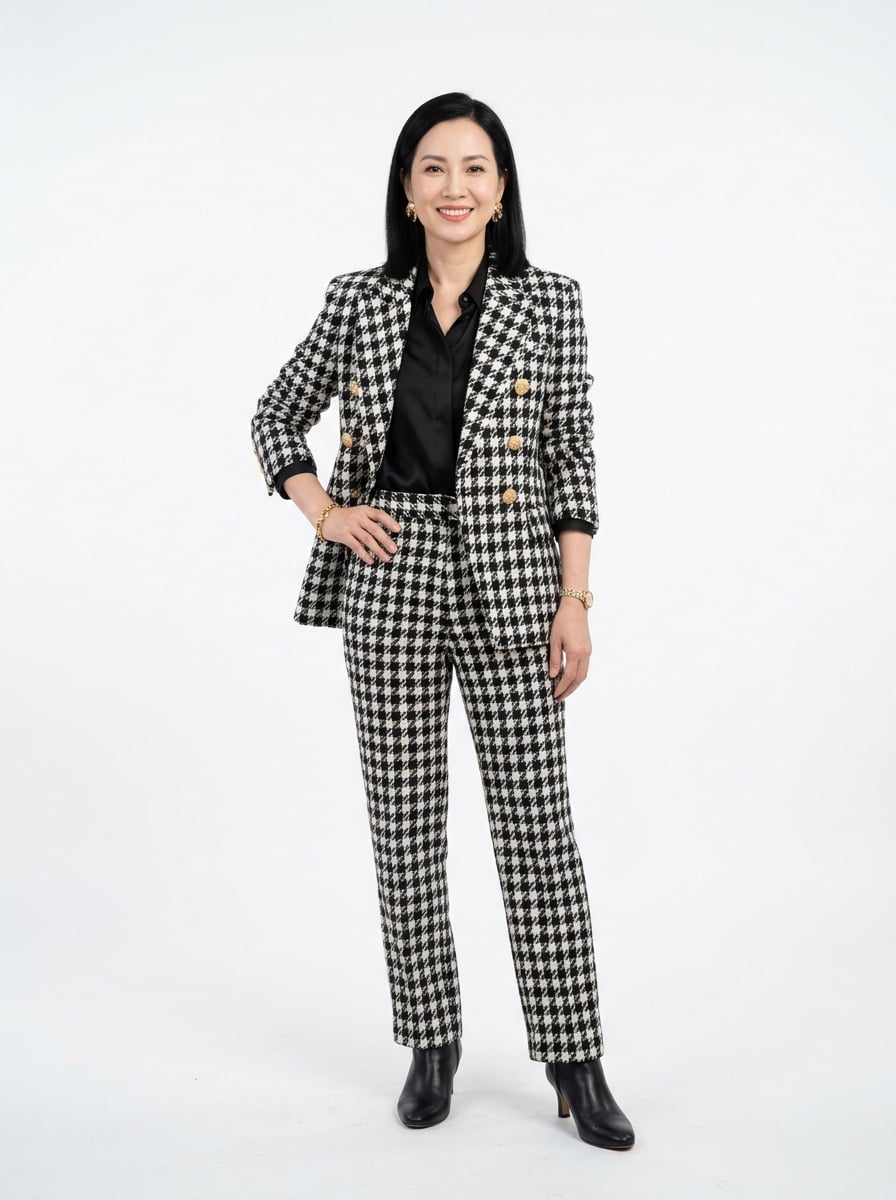 14. Bộ vest dạ họa tiết Houndstooth&nbsp;quý tộc