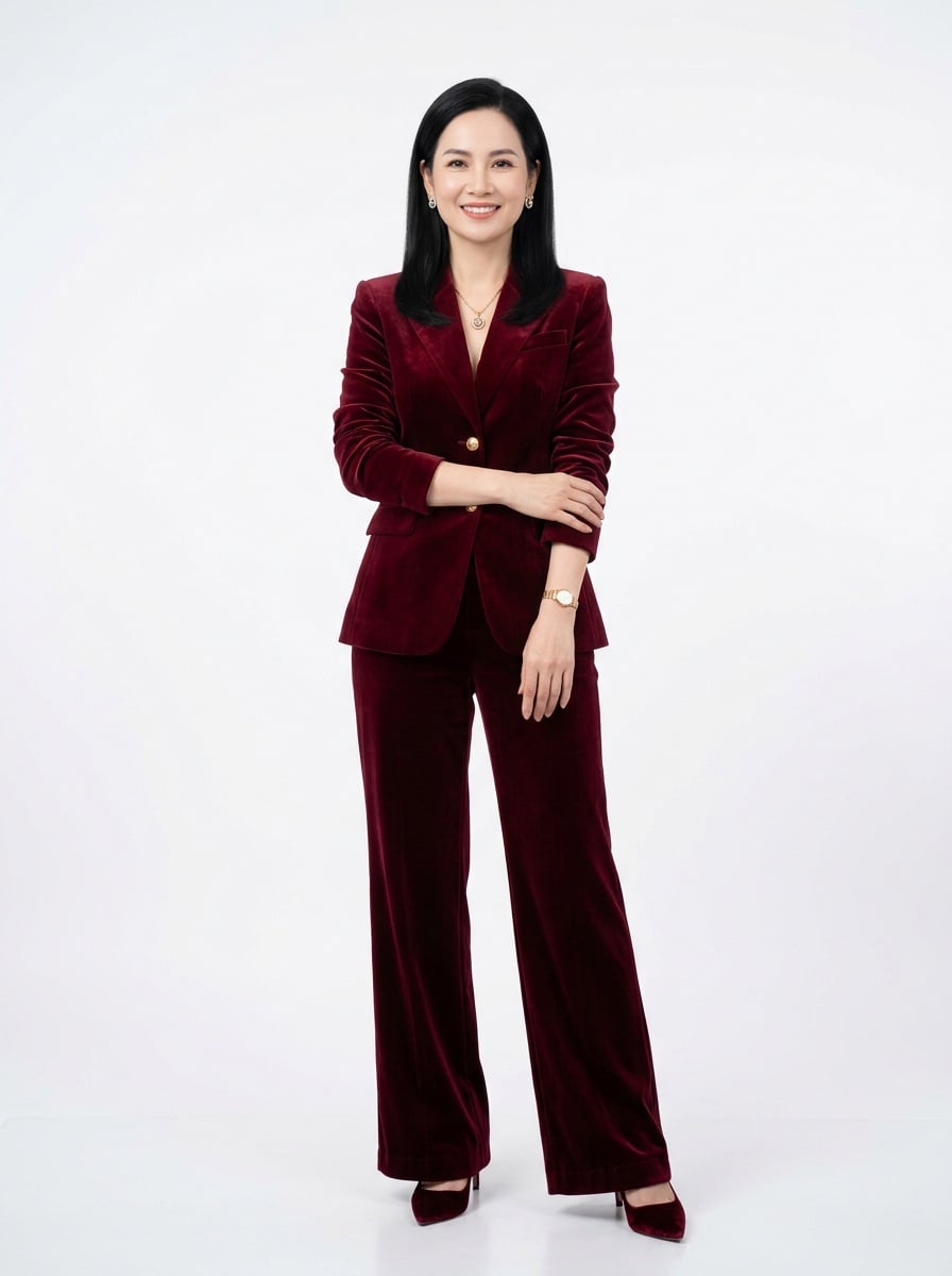 3. Suit nhung đỏ rượu vang quý phái