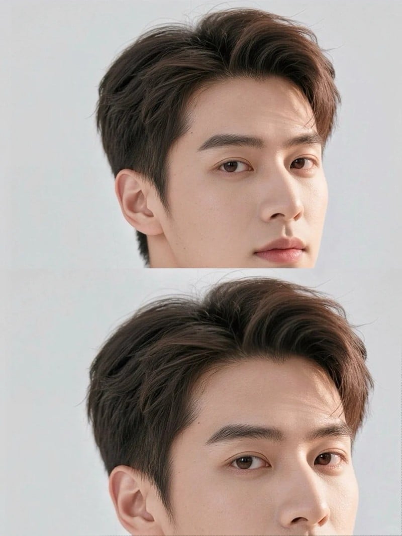 tóc ngắn cho trán cao nam