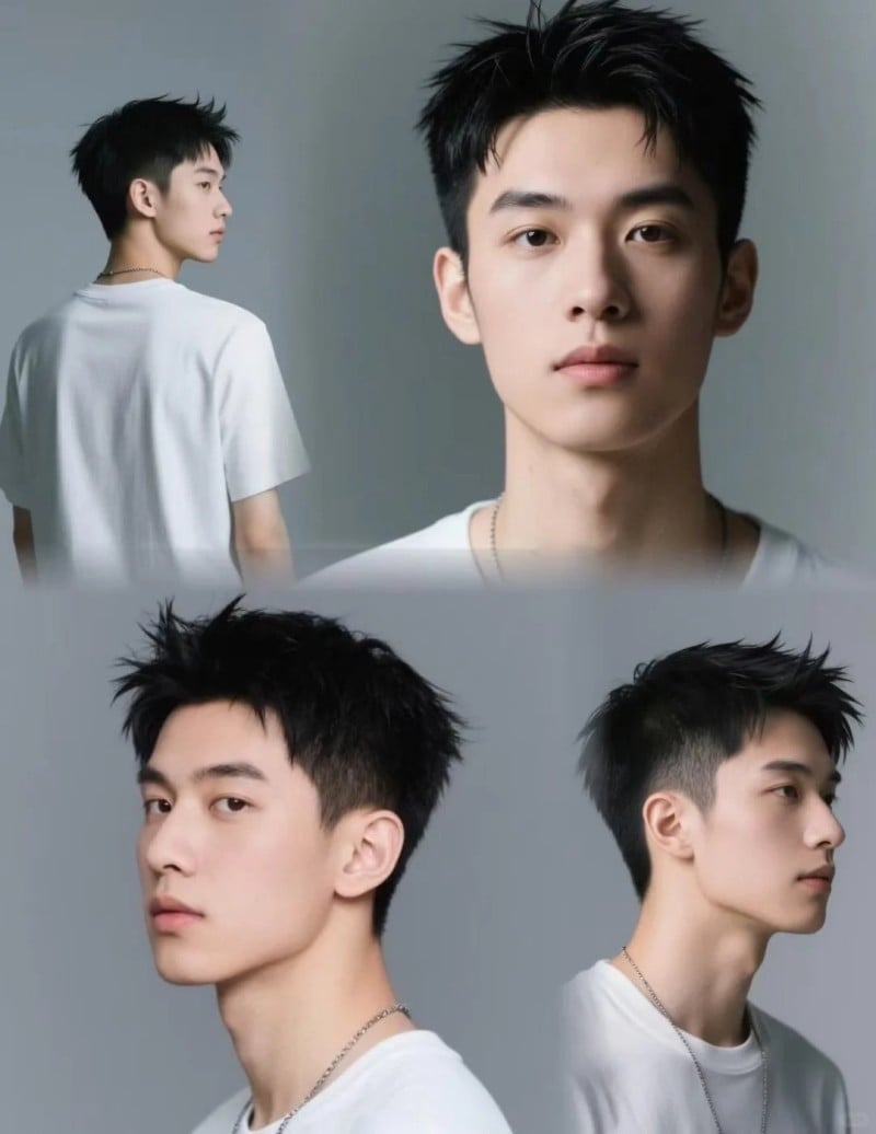 tóc ngắn cho trán cao nam