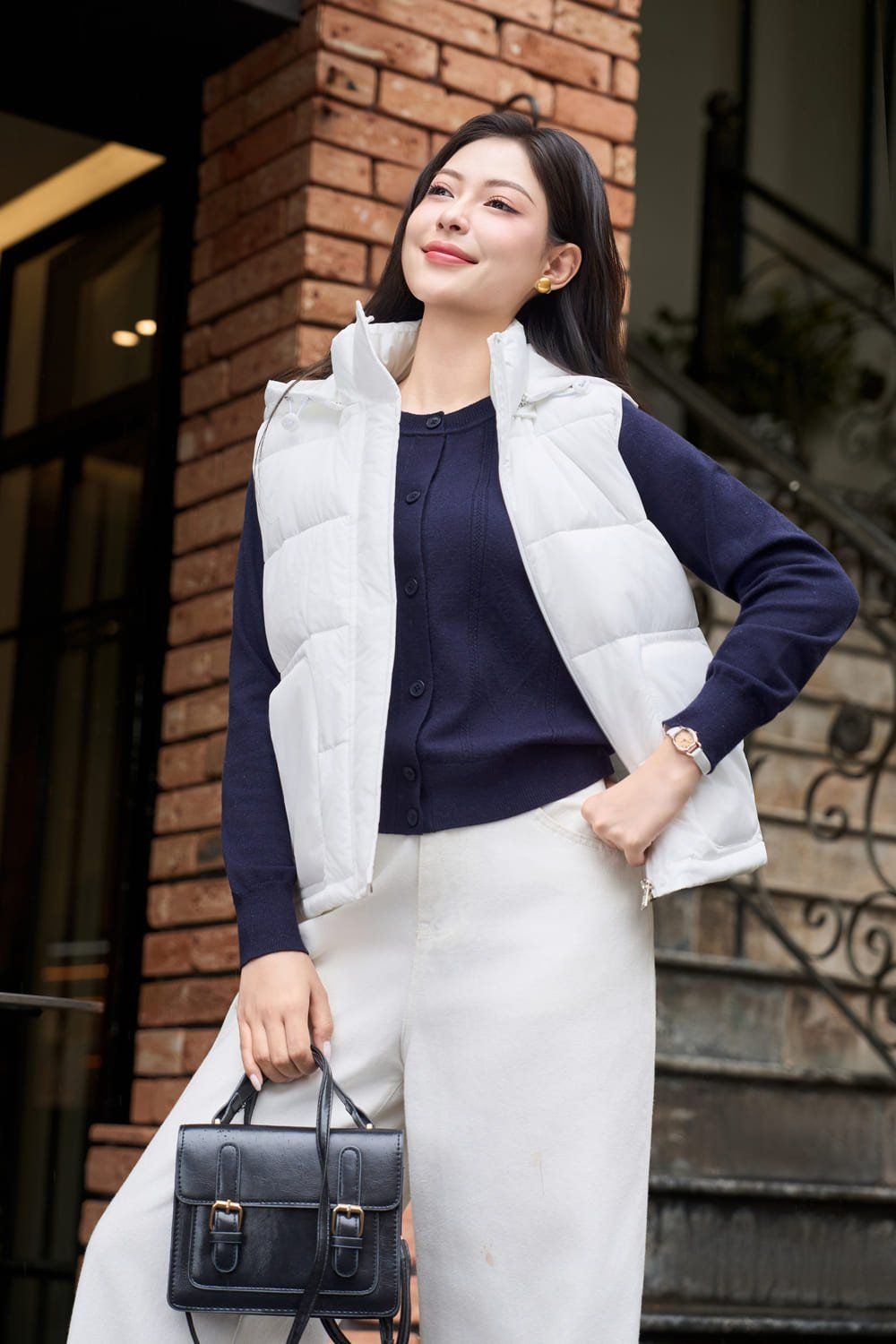 phối đồ với áo gile