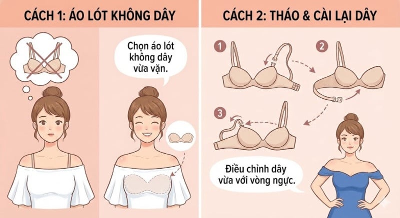 cách giấu dây áo lót khi mặc áo trễ vai