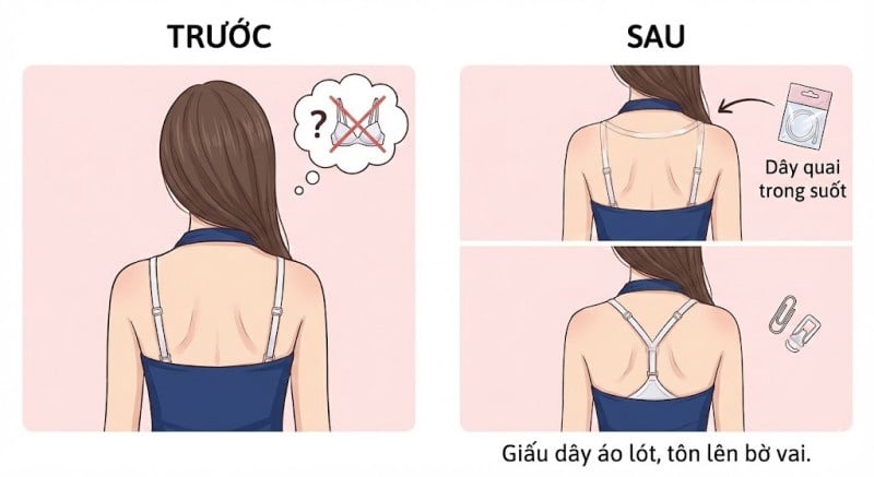 cách giấu dây áo lót khi mặc áo yếm