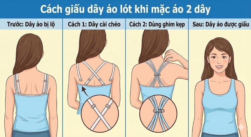 cách giấu dây áo lót khi mặc áo hai dây