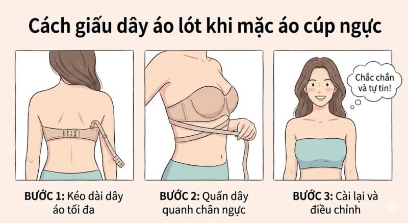 cách giấu dây áo lót khi mặc áo cúp ngực