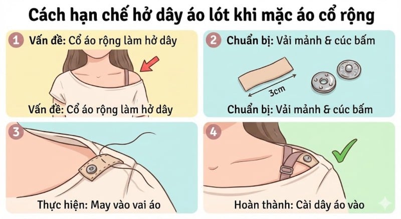 cách giấu dây áo lót khi mặc áo cổ rộng