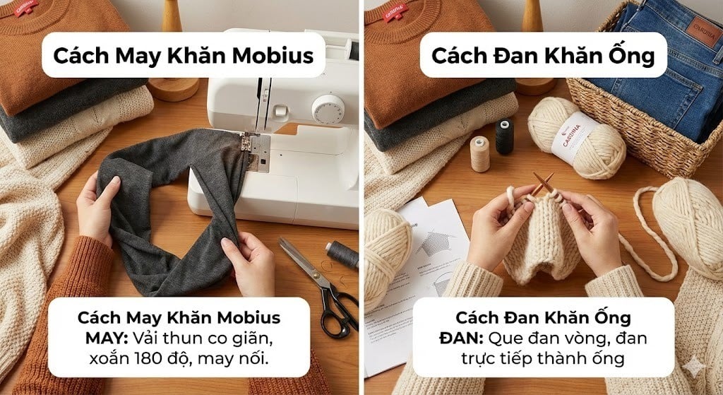 Gợi ý cách may và đan khăn ống đơn giản tại nhà