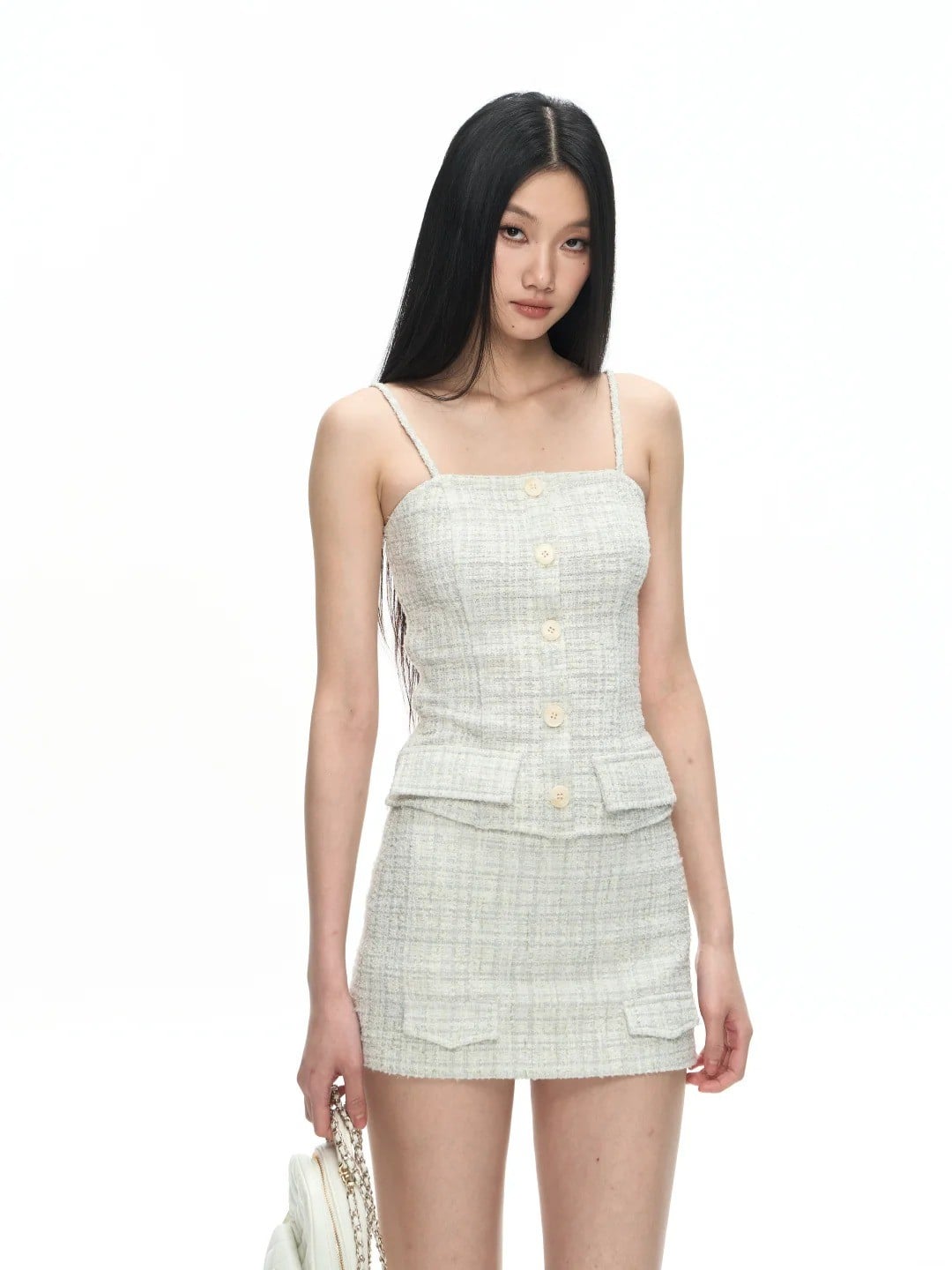 cách phối đồ với chân váy dạ tweed