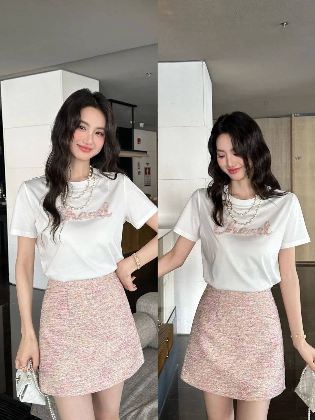 cách phối đồ với chân váy dạ tweed