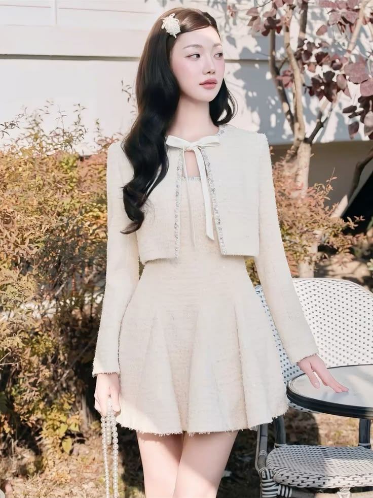 cách phối đồ với chân váy dạ tweed