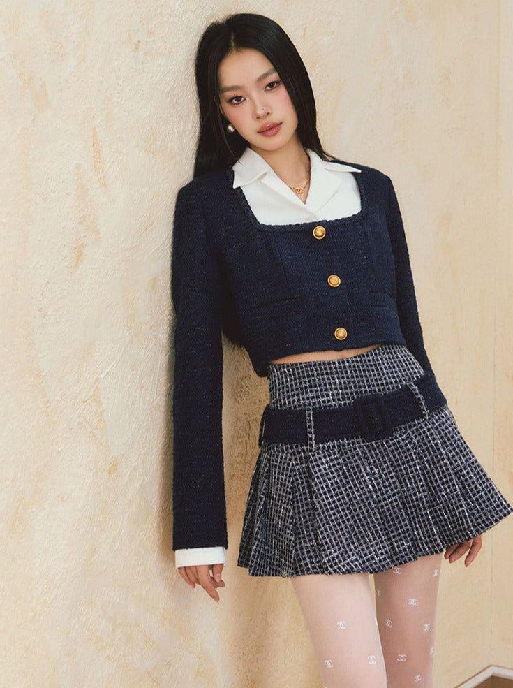 cách phối đồ với chân váy dạ tweed