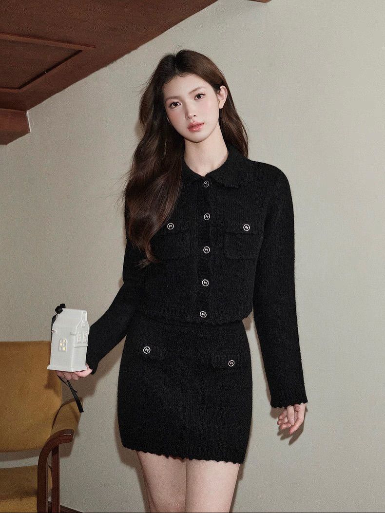 cách phối đồ với chân váy dạ tweed