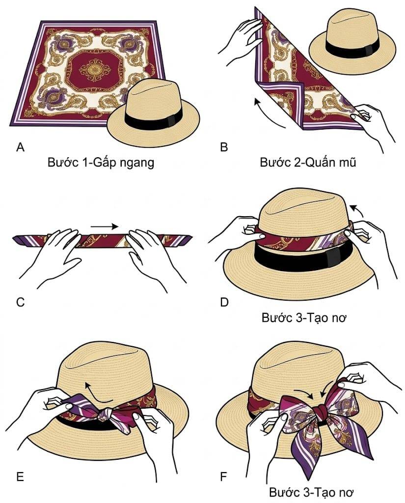 cách quàng khăn vuông