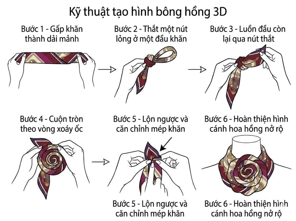 cách quàng khăn vuông