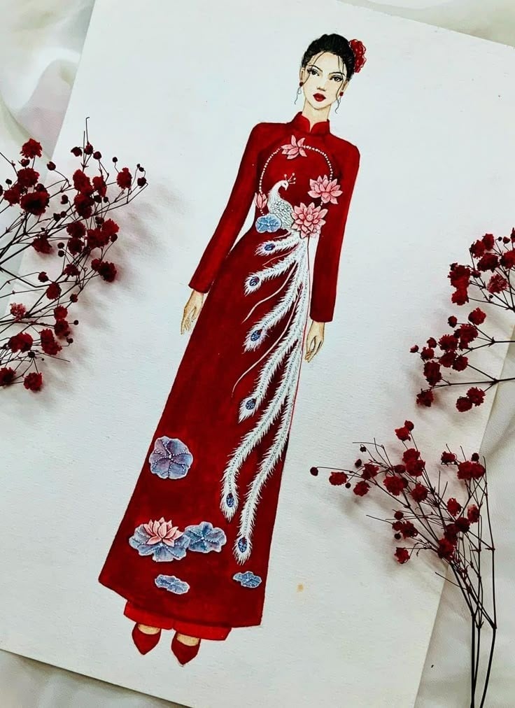 vẽ áo dài đơn giản mà đẹp
