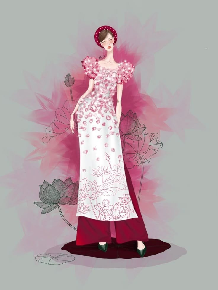 vẽ áo dài đơn giản mà đẹp